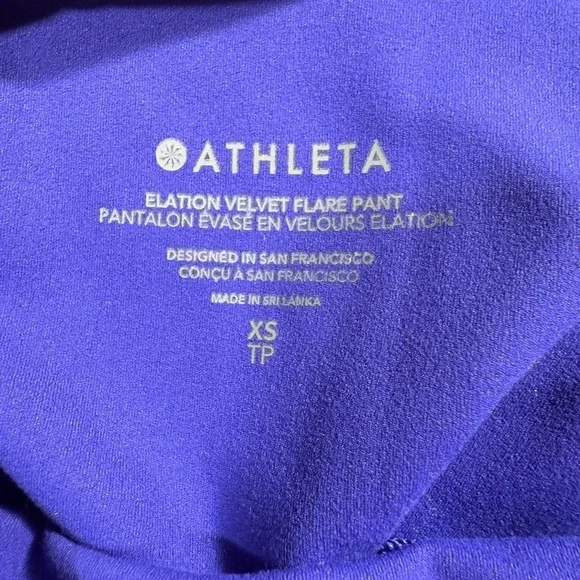 Athleta Purple Elation Velvet Flare Pants Sz XS - Picture 7 of 7
